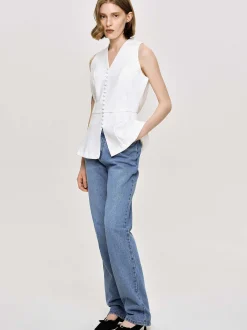 Women Source Unknown Denim-Full-Length Slim Jeans, Medium Blue