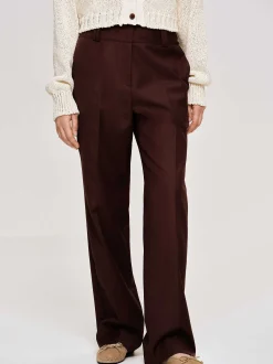 Women Source Unknown Bottoms-Gabardine Suit Trousers, Merlot Brown