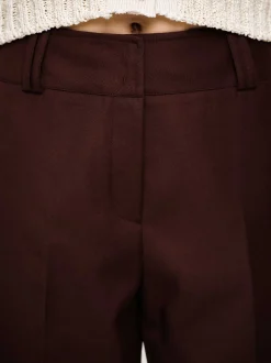 Women Source Unknown Bottoms-Gabardine Suit Trousers, Merlot Brown