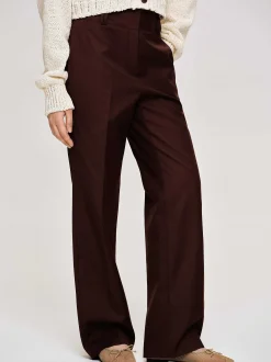 Women Source Unknown Clothing-Gabardine Suit Trousers, Merlot Brown