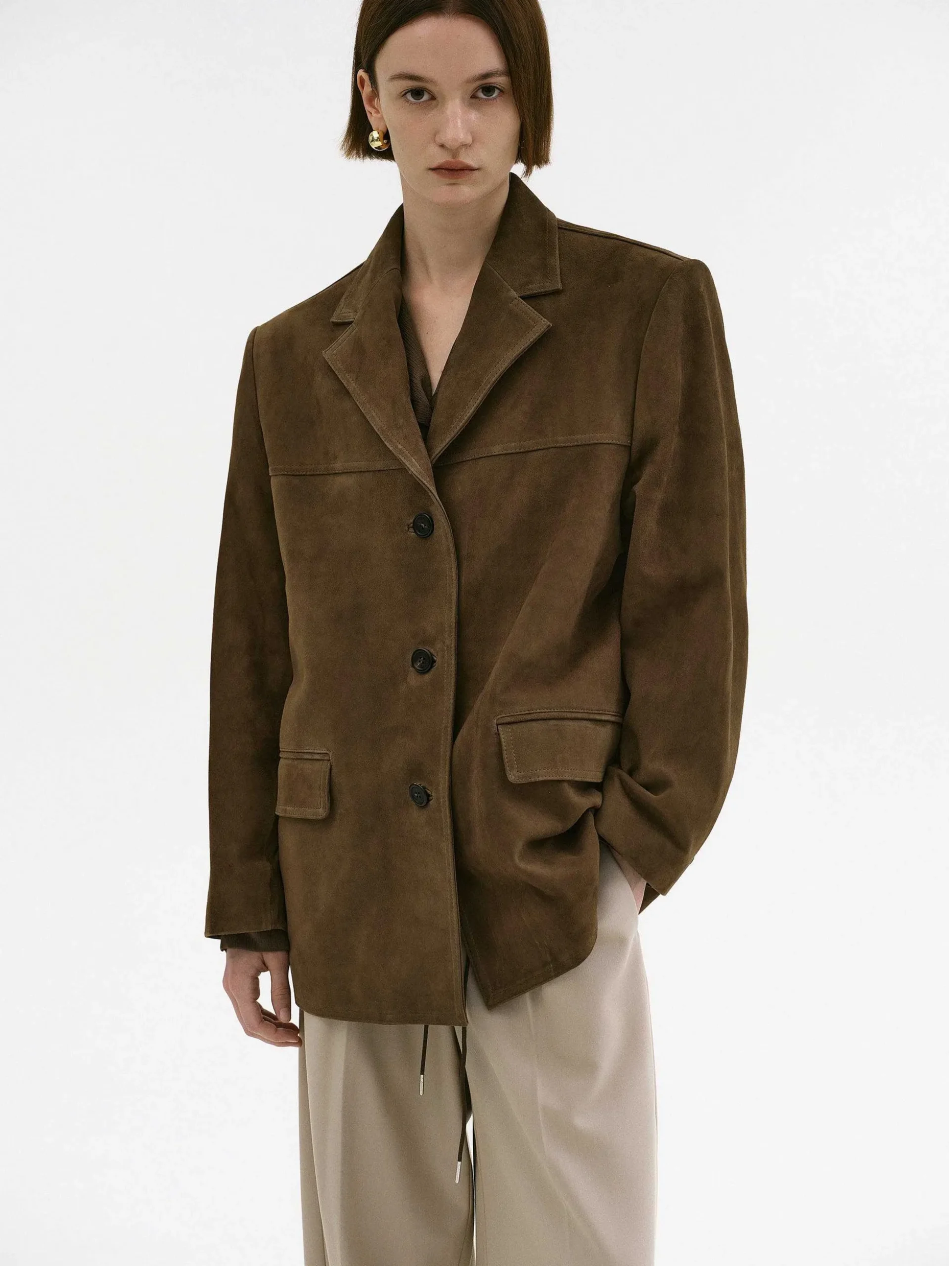 Women Source Unknown Accessories-Hailey Lambskin Blazer, Pecan