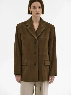 Women Source Unknown Accessories-Hailey Lambskin Blazer, Pecan