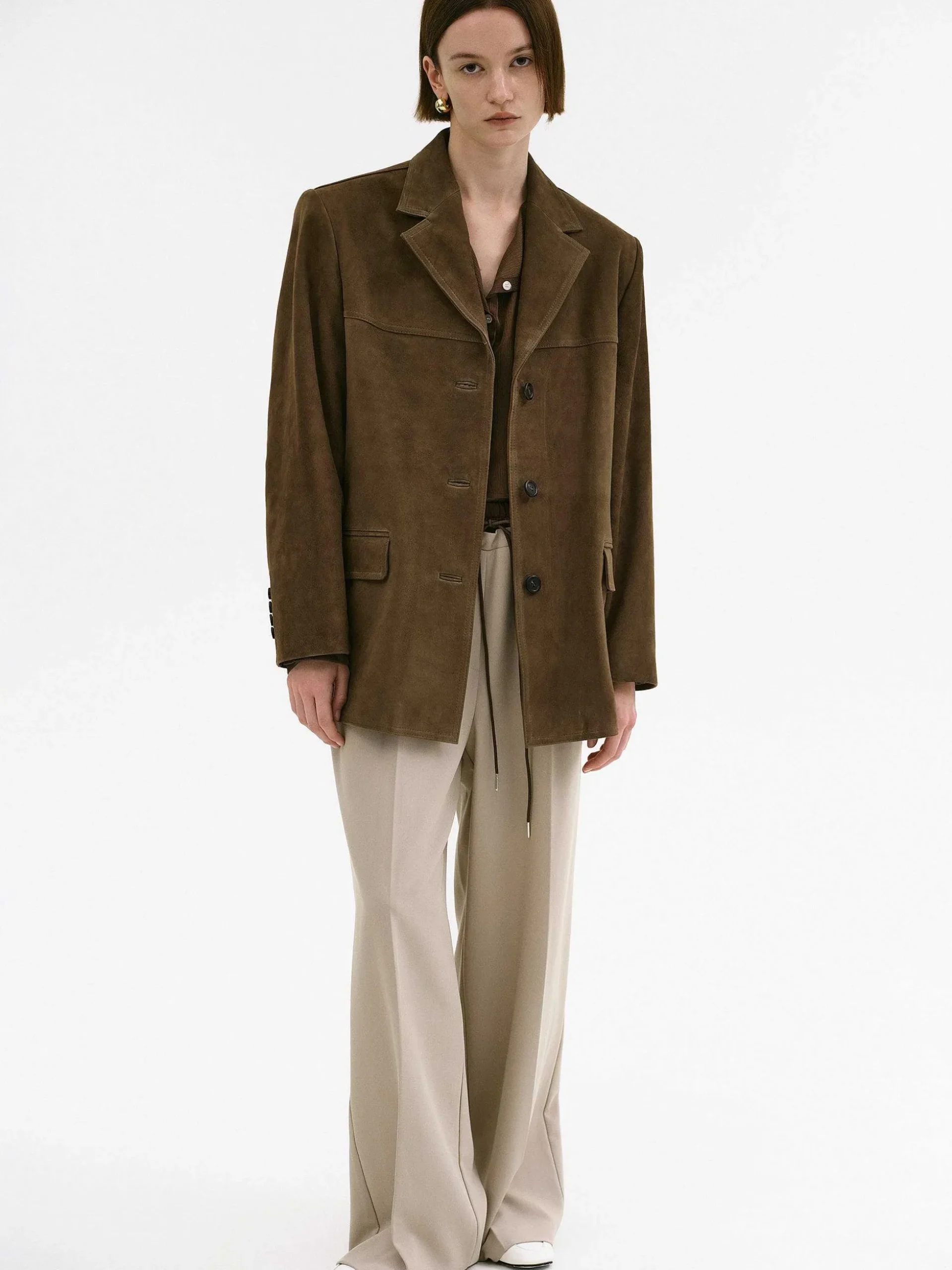 Women Source Unknown Accessories-Hailey Lambskin Blazer, Pecan