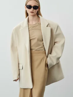 Women Source Unknown Accessories-Hayk Oversized Boyfriend Blazer, Cream