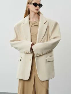 Women Source Unknown Accessories-Hayk Oversized Boyfriend Blazer, Cream