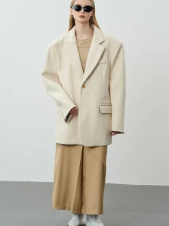 Women Source Unknown Accessories-Hayk Oversized Boyfriend Blazer, Cream