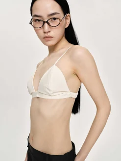 Women Source Unknown Clothing-Heart Neck Cotton Bra Top, Canvas