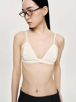 Women Source Unknown Clothing-Heart Neck Cotton Bra Top, Canvas