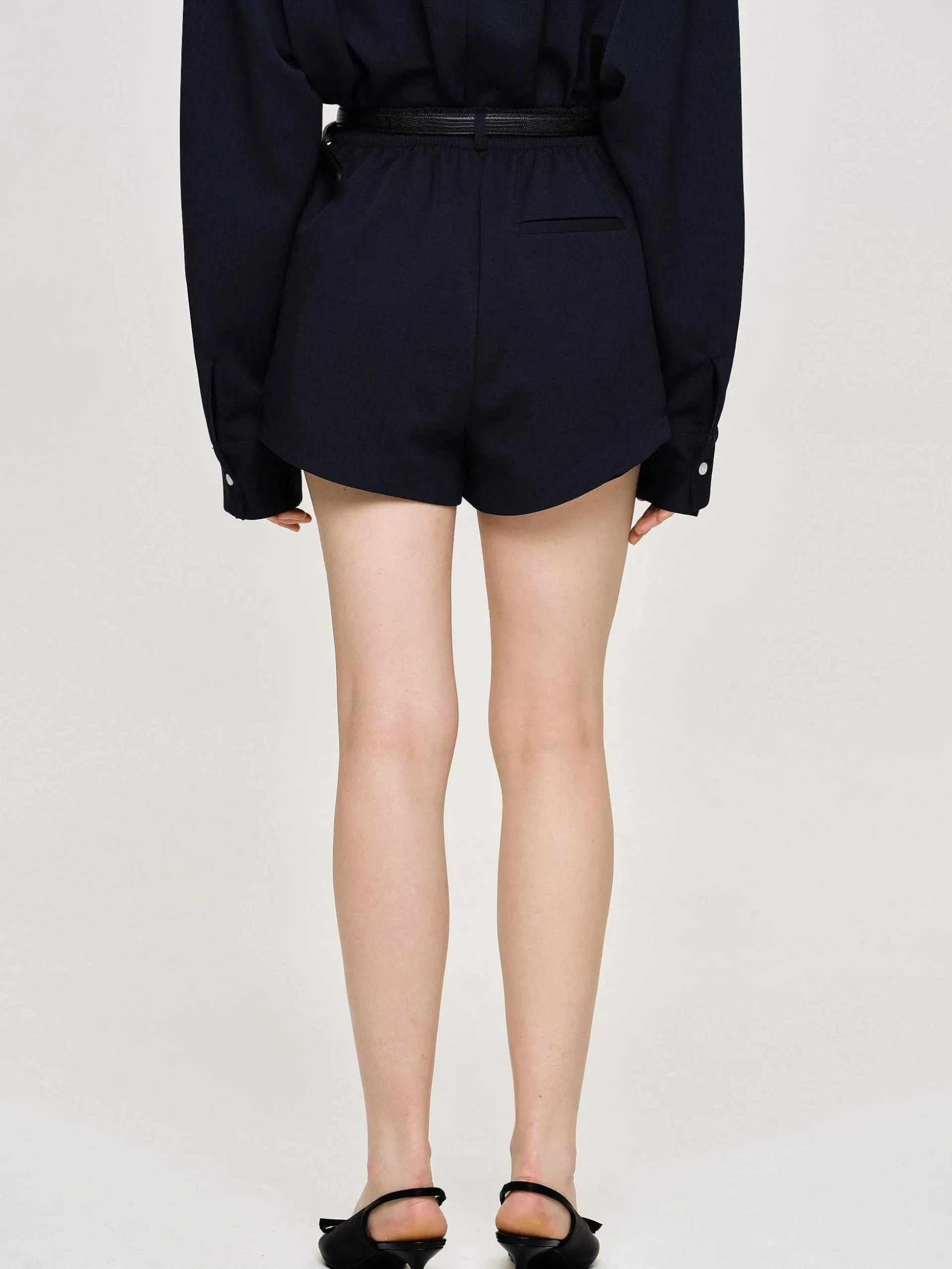 Women Source Unknown Co-Ords-High Rise Angled Shorts, Navy