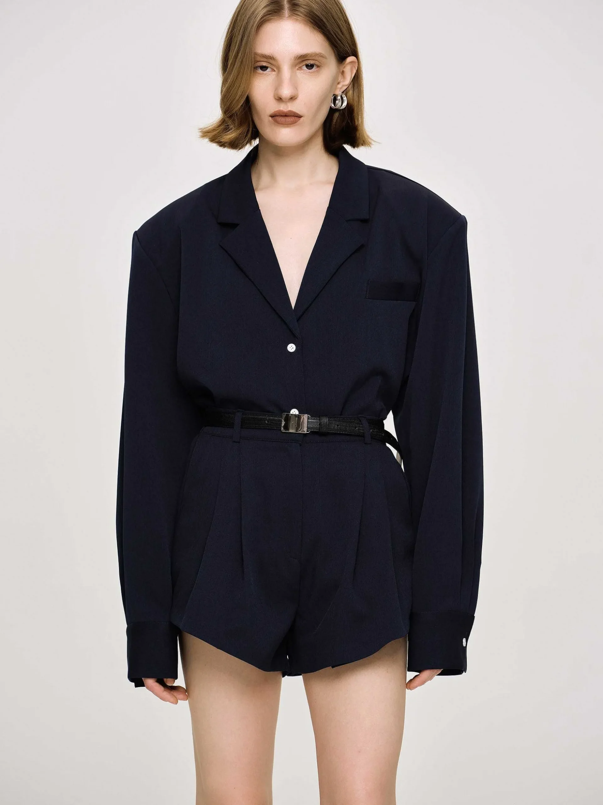 Women Source Unknown Co-Ords-High Rise Angled Shorts, Navy