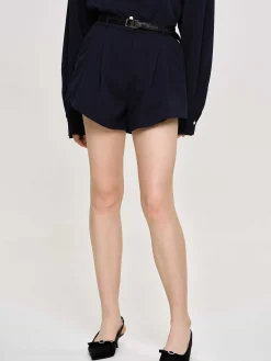 Women Source Unknown Bottoms-High Rise Angled Shorts, Navy
