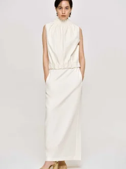 Women Source Unknown Clothing-High Rise Fluid Skirt, Ivory