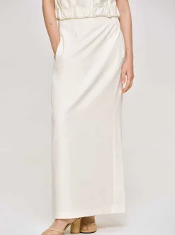 Women Source Unknown Clothing-High Rise Fluid Skirt, Ivory