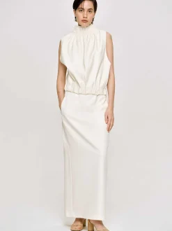 Women Source Unknown Bottoms-High Rise Fluid Skirt, Ivory