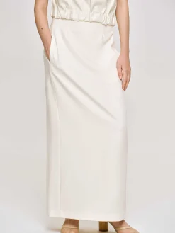 Women Source Unknown Bottoms-High Rise Fluid Skirt, Ivory