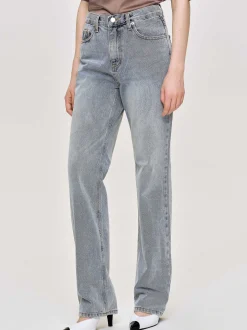 Women Source Unknown Denim-High-Rise Long Jeans, Ash Blue