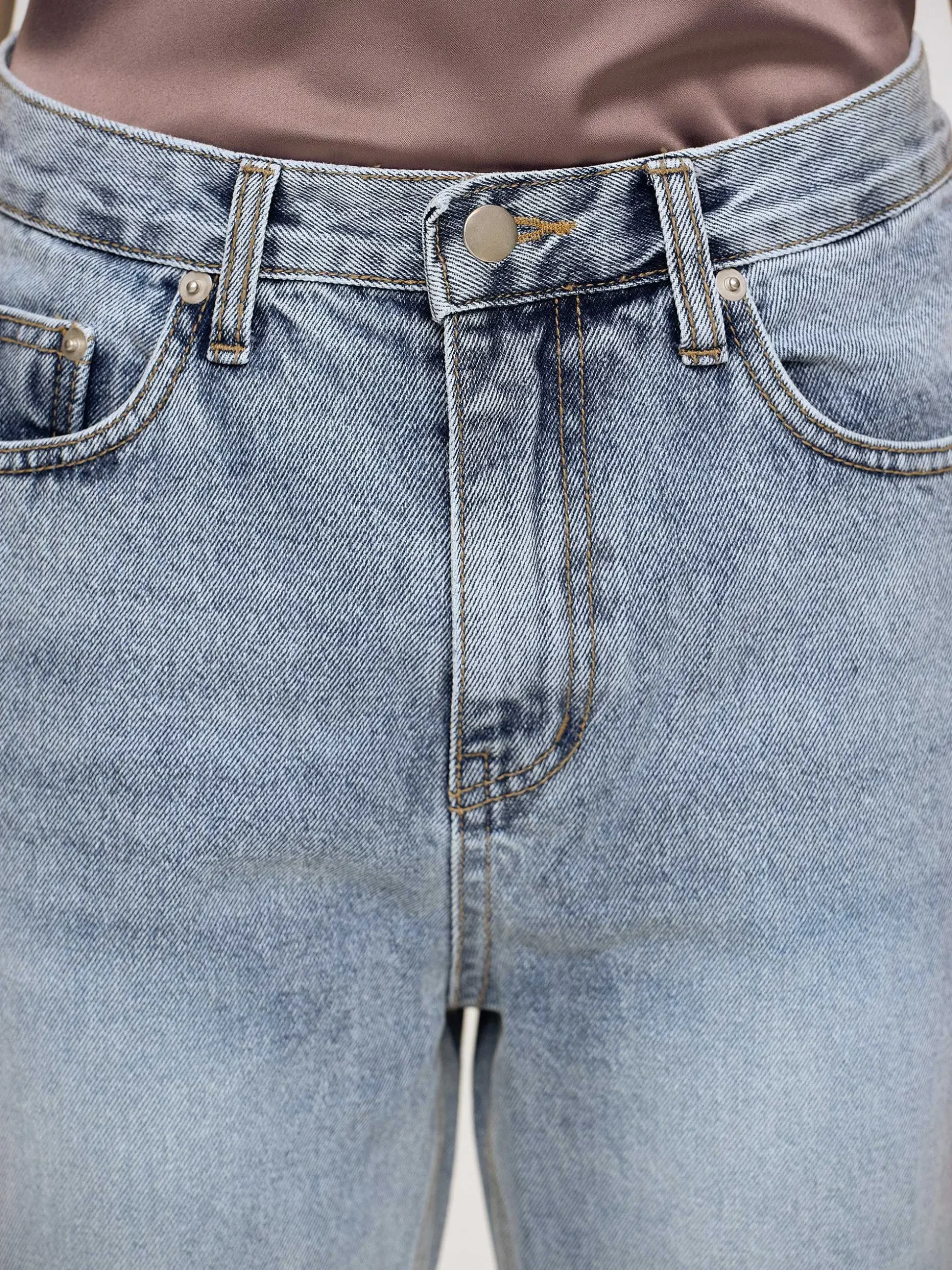 Women Source Unknown Denim-High-Rise Long Jeans, Ash Blue