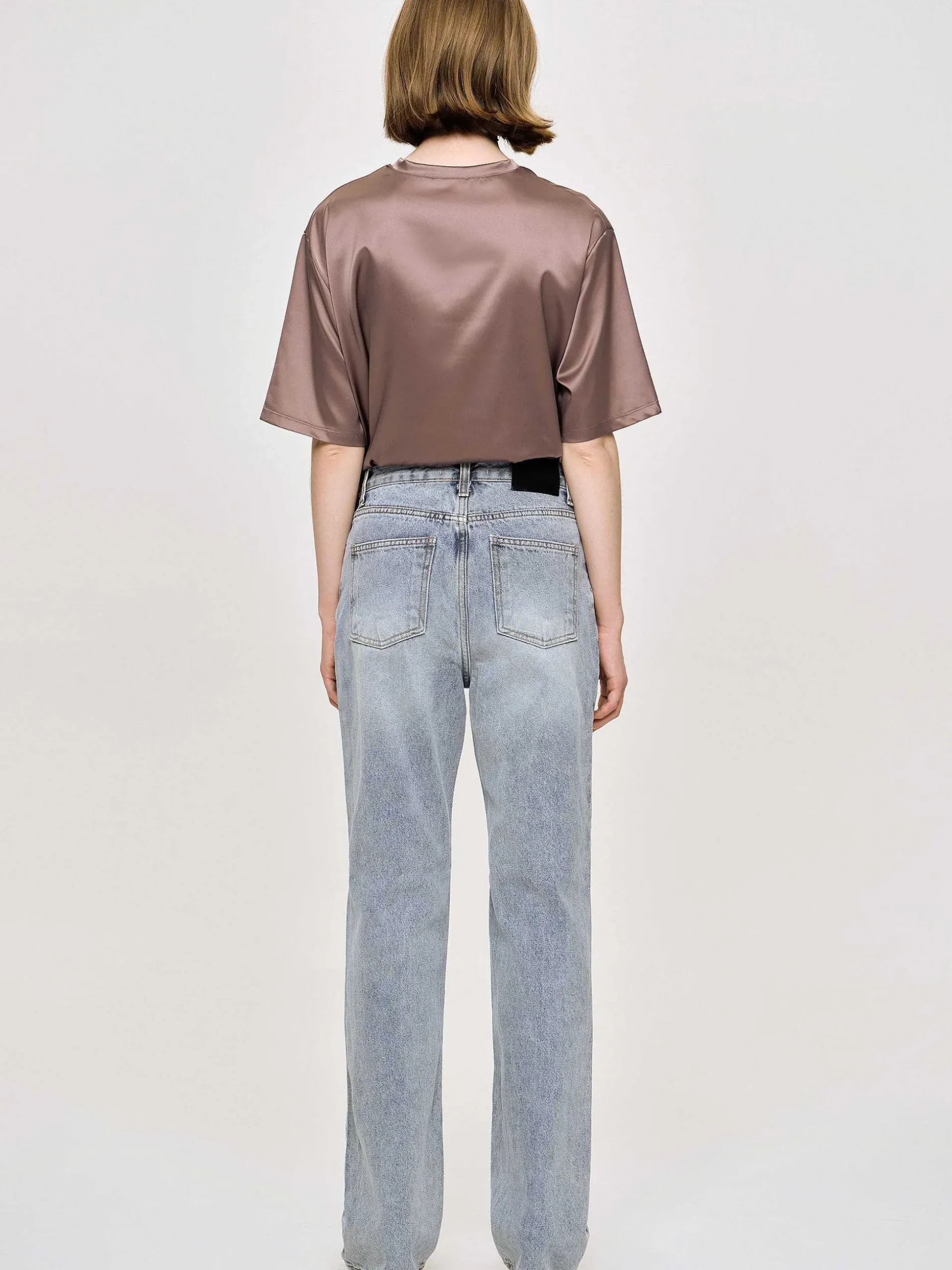 Women Source Unknown Clothing-High-Rise Long Jeans, Ash Blue
