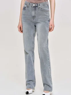 Women Source Unknown Clothing-High-Rise Long Jeans, Ash Blue
