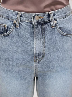 Women Source Unknown Clothing-High-Rise Long Jeans, Ash Blue