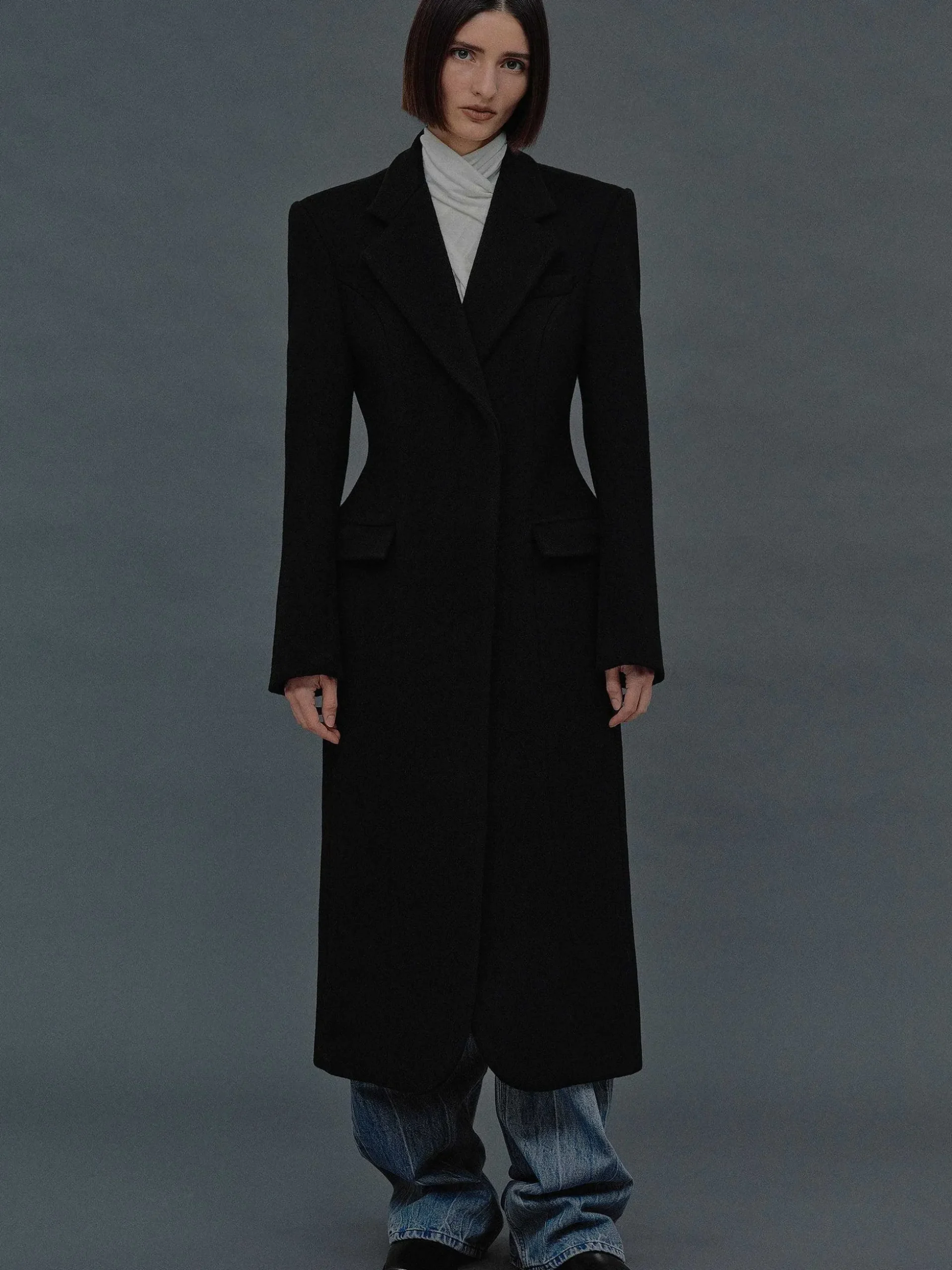 Women Source Unknown Outerwear-Holin Hourglass Coat, Black