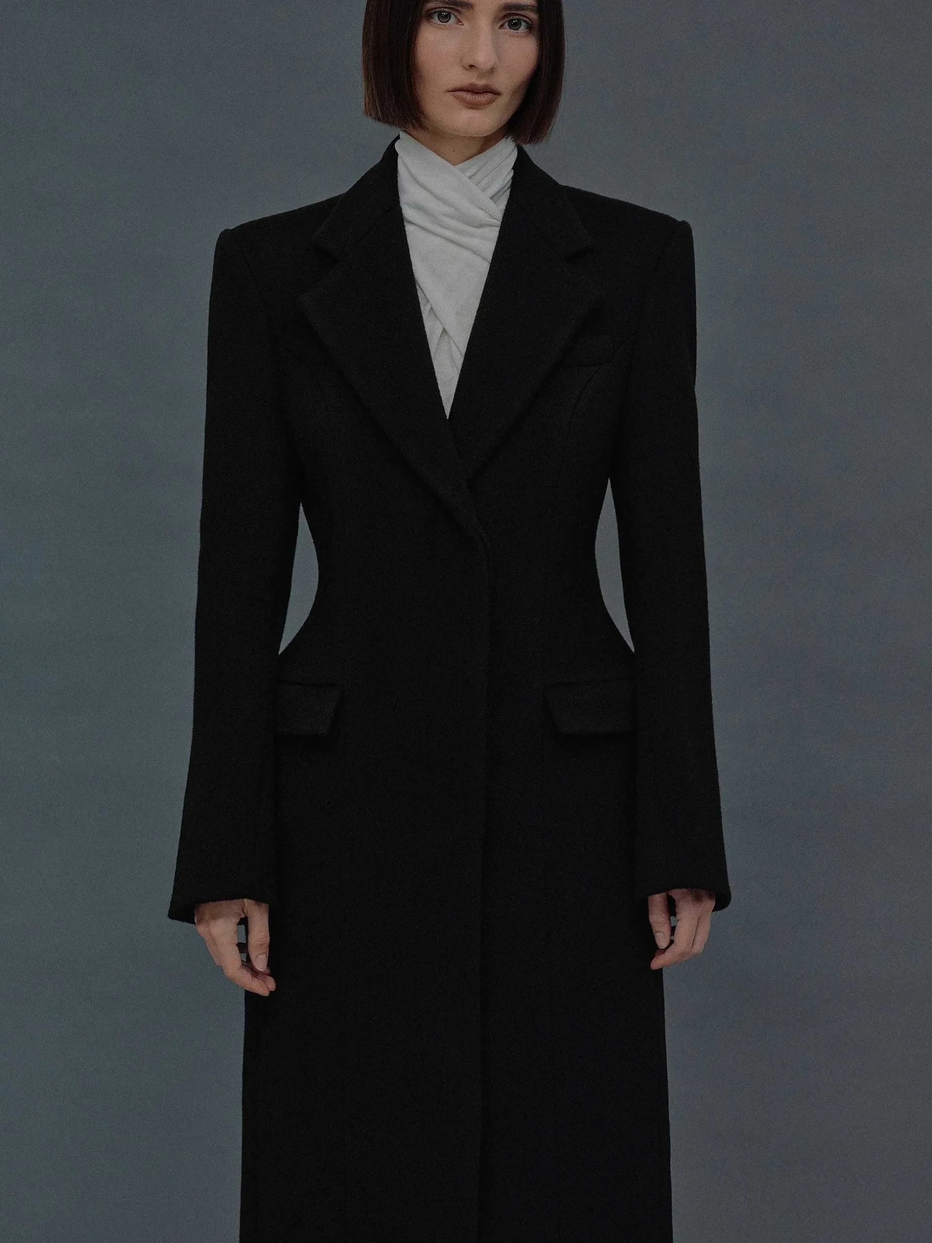 Women Source Unknown Outerwear-Holin Hourglass Coat, Black