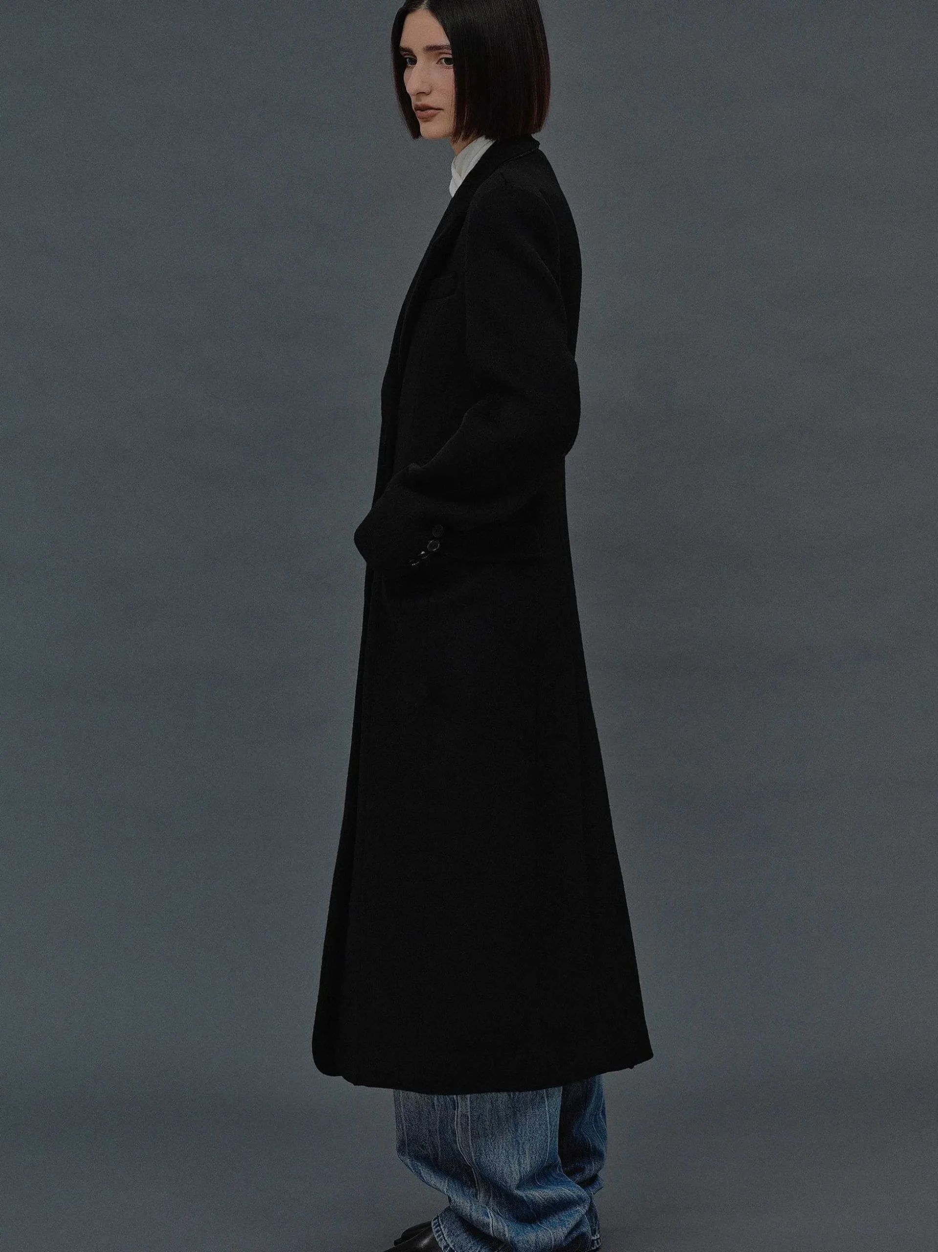 Women Source Unknown Outerwear-Holin Hourglass Coat, Black