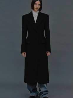 Women Source Unknown Clothing-Holin Hourglass Coat, Black