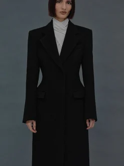 Women Source Unknown Clothing-Holin Hourglass Coat, Black