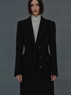 Women Source Unknown Clothing-Holin Hourglass Coat, Black