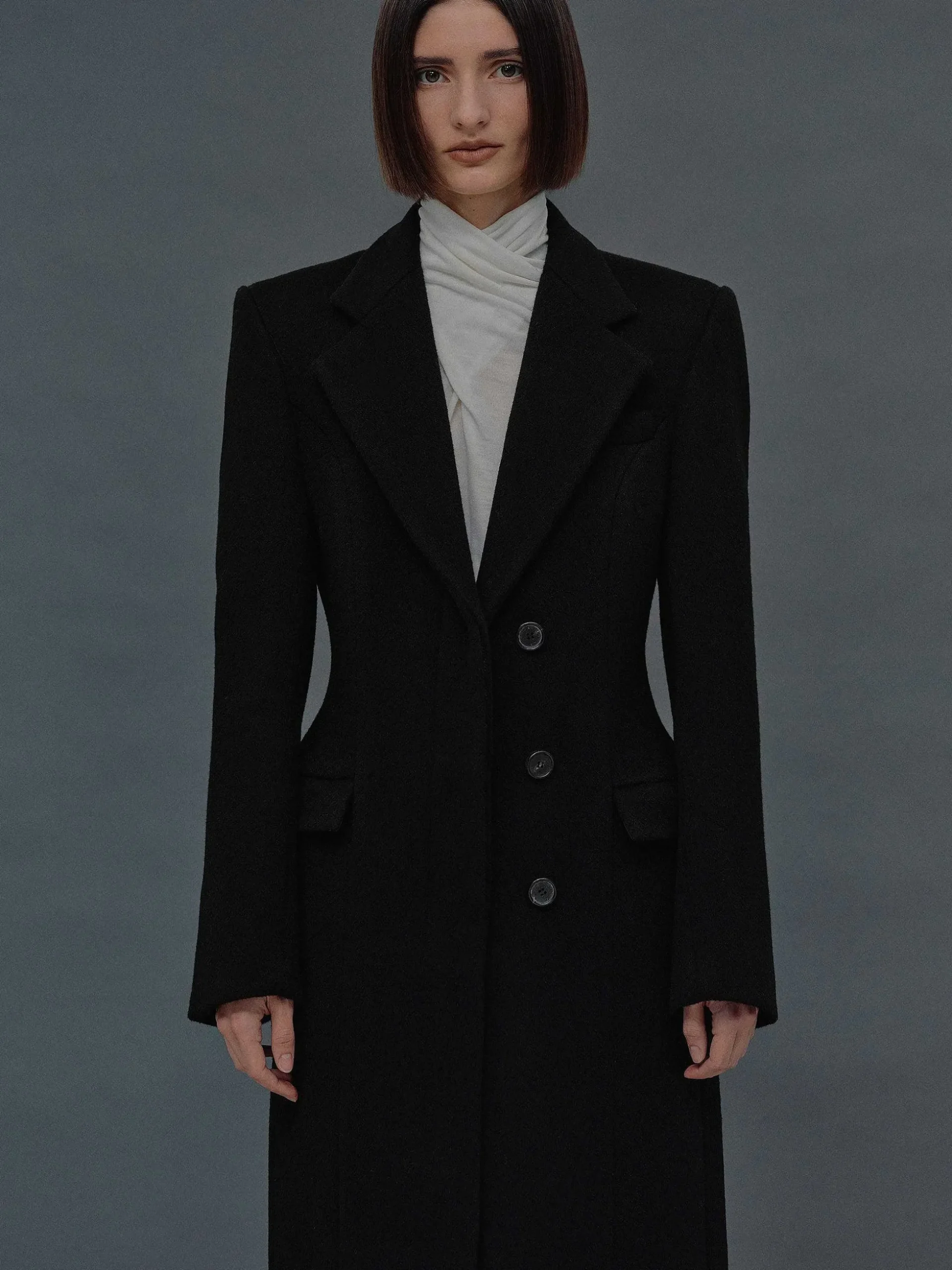 Women Source Unknown Clothing-Holin Hourglass Coat, Black