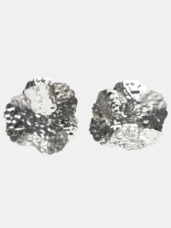 Women Source Unknown Clothing-Irregular Petal Earrings, Silver