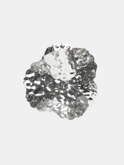 Women Source Unknown Clothing-Irregular Petal Earrings, Silver