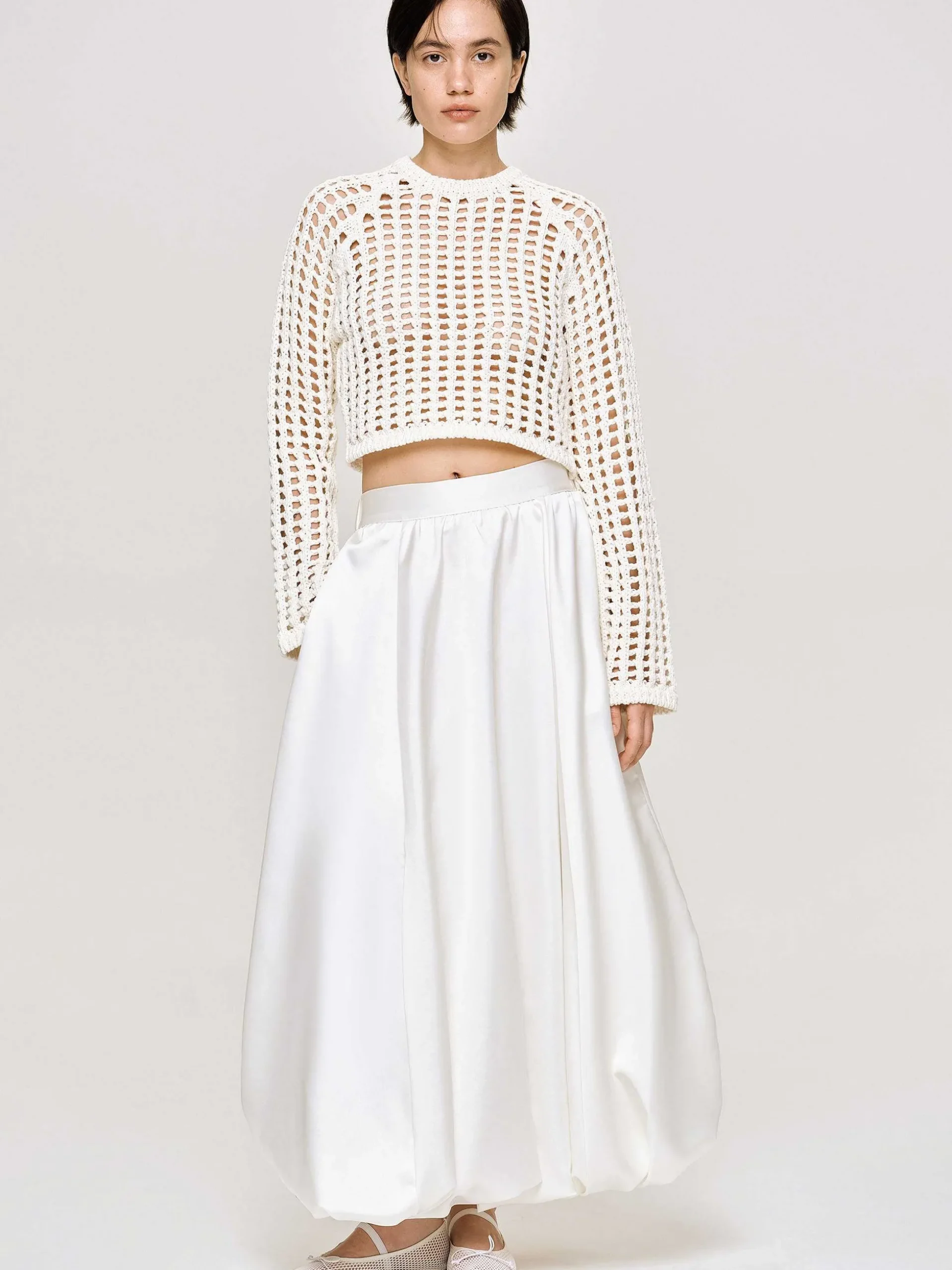 Women Source Unknown Clothing-Kaleido Puffball Skirt, White