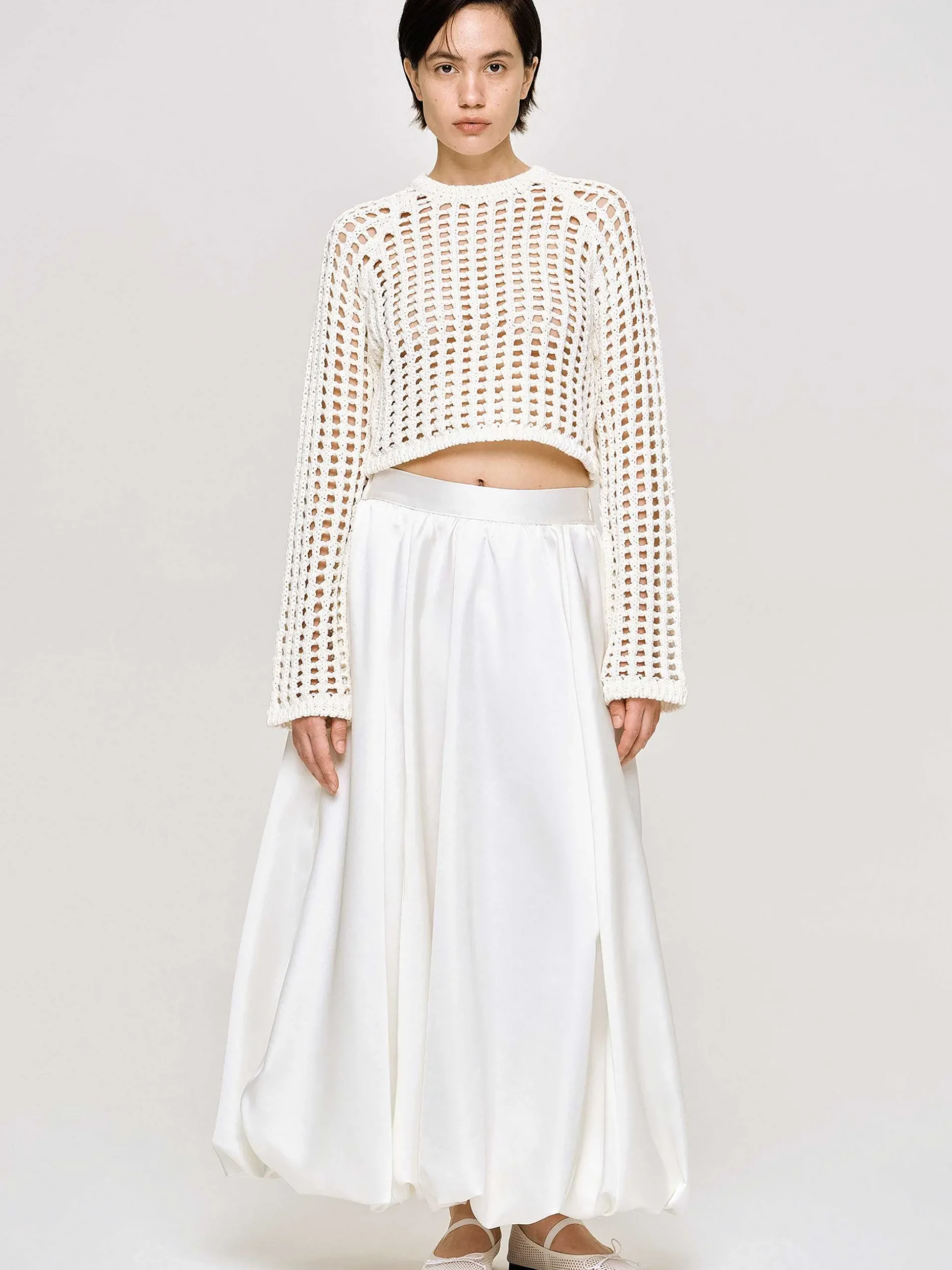 Women Source Unknown Clothing-Kaleido Puffball Skirt, White
