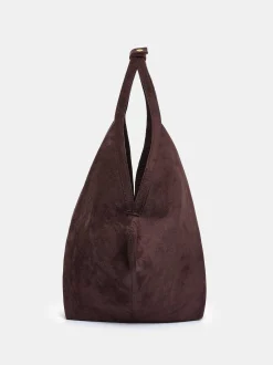 Women Source Unknown Clothing-Large Fortune Cookie Bag, Suede Brown