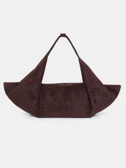 Women Source Unknown Clothing-Large Fortune Cookie Bag, Suede Brown
