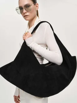 Women Source Unknown Shoes & Bags-Large Fortune Cookie Bag, Suede Black