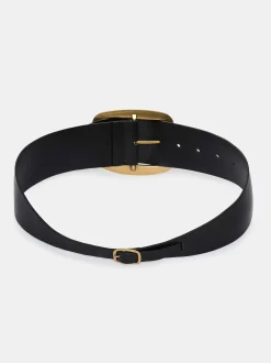 Women Source Unknown Accessories-Large Pin-Buckle Belt, Black