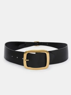 Women Source Unknown Accessories-Large Pin-Buckle Belt, Black