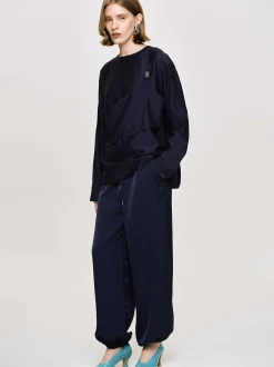 Women Source Unknown Tops-Layered Blouse, Navy