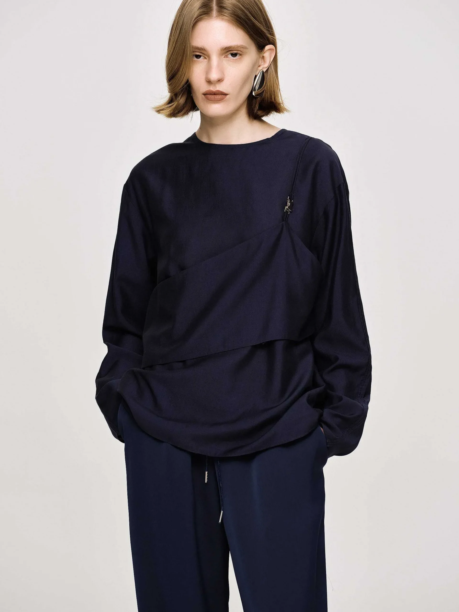 Women Source Unknown Tops-Layered Blouse, Navy