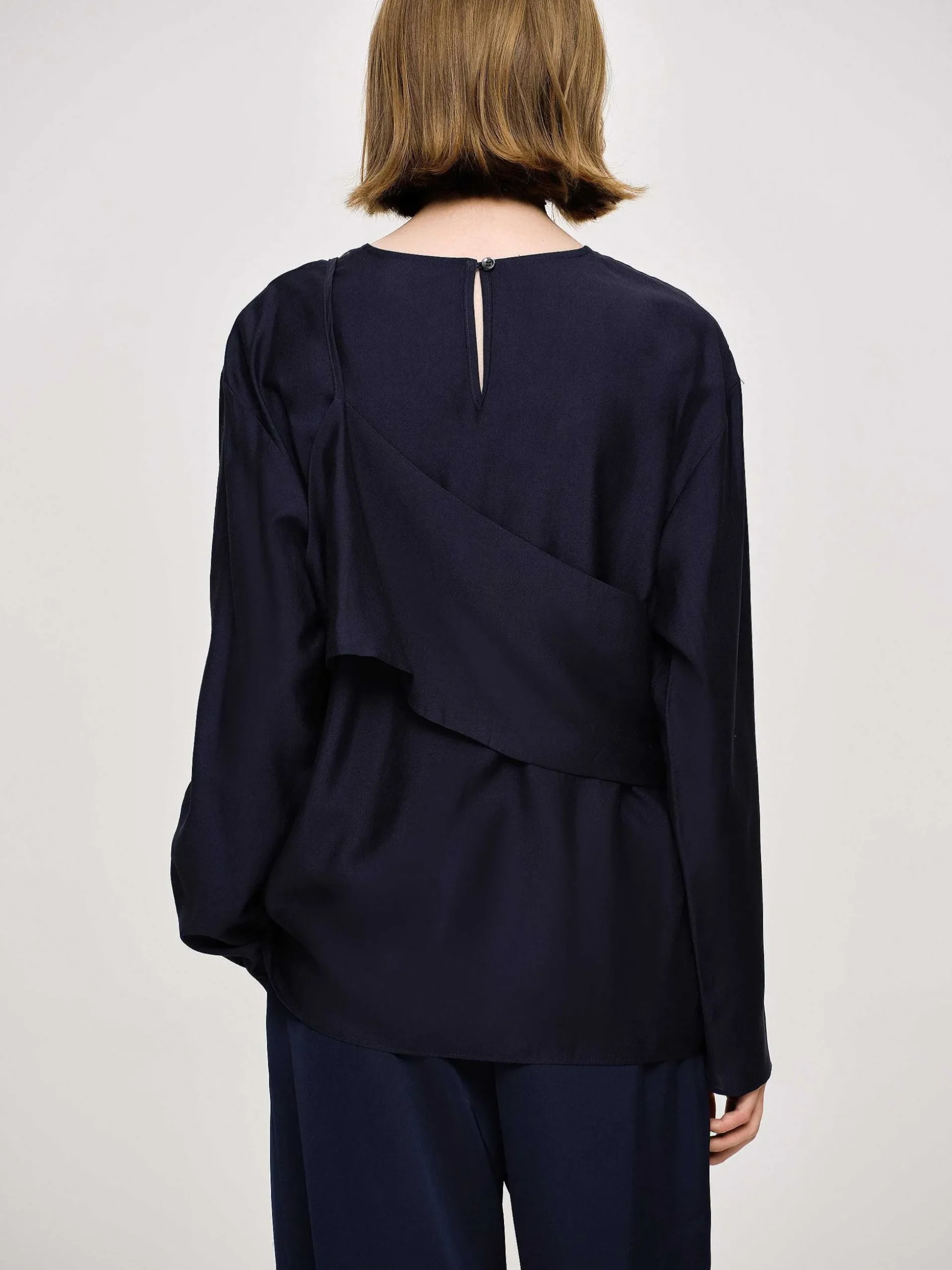 Women Source Unknown Tops-Layered Blouse, Navy