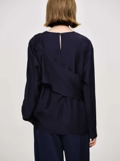 Women Source Unknown Clothing-Layered Blouse, Navy