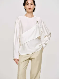 Women Source Unknown Clothing-Layered Bustier Blouse, Ivory