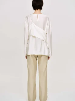 Women Source Unknown Clothing-Layered Bustier Blouse, Ivory