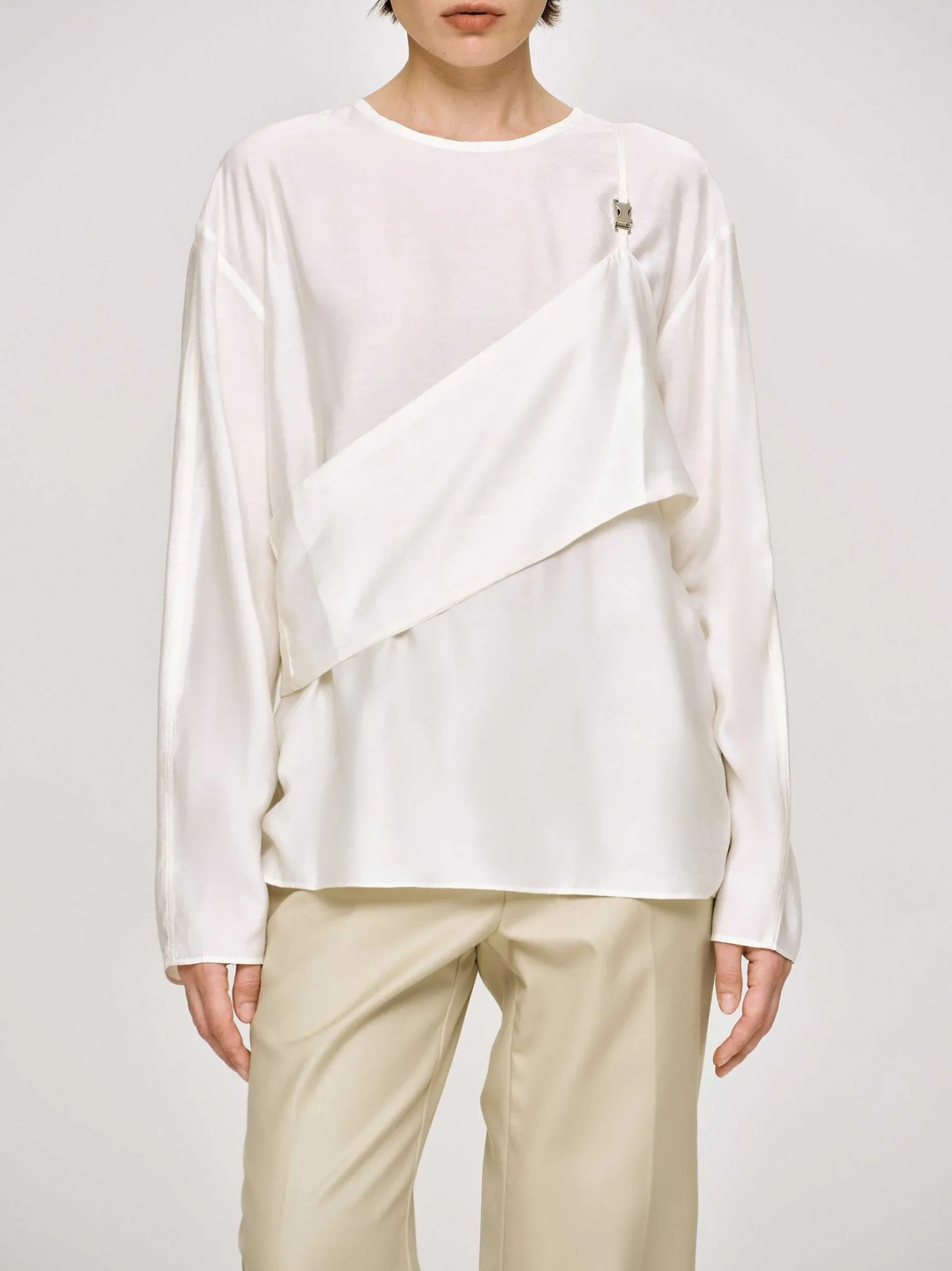 Women Source Unknown Clothing-Layered Bustier Blouse, Ivory