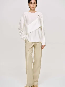 Women Source Unknown Clothing-Layered Bustier Blouse, Ivory