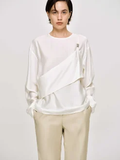 Women Source Unknown Clothing-Layered Bustier Blouse, Ivory