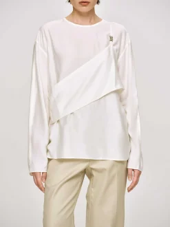 Women Source Unknown Tops-Layered Bustier Blouse, Ivory